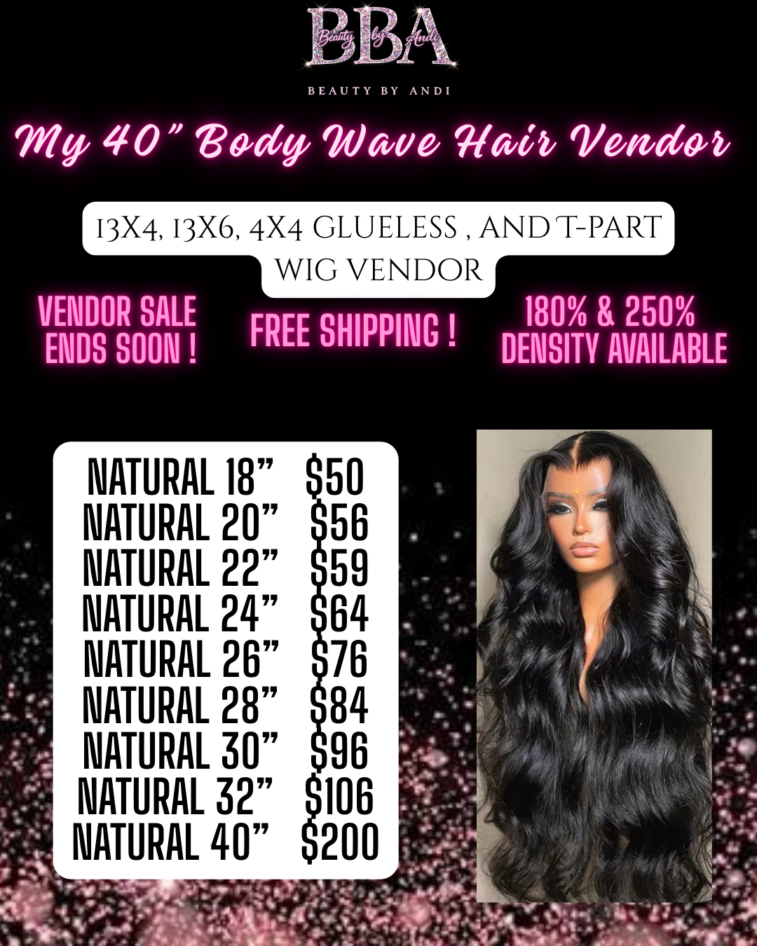 My 40” Body Wave Hair Vendor